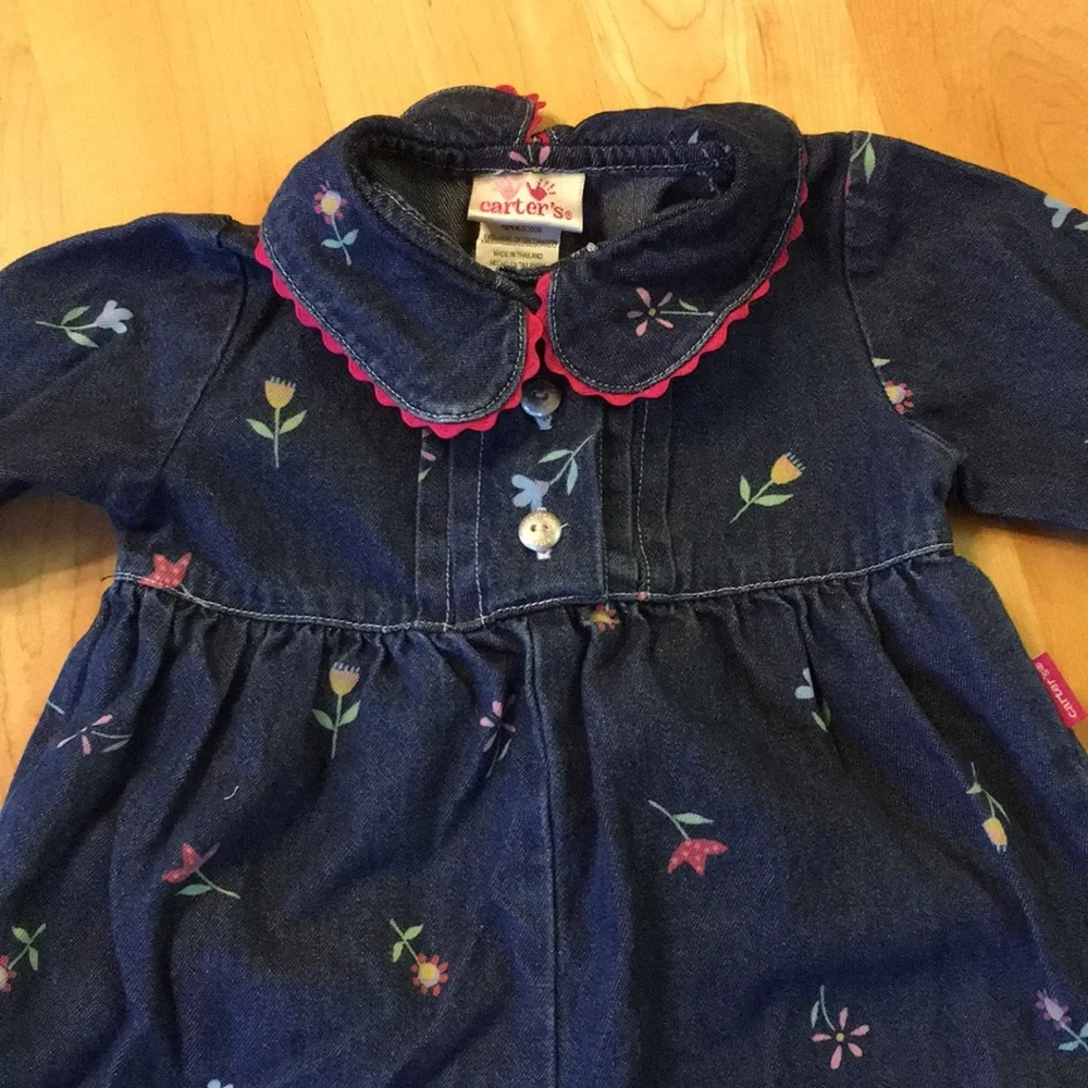 CARTER'S Vintage Denim Floral Bubble Romper